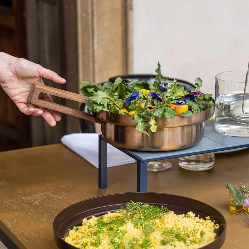 Foodwear Bronze 30cm Low Casserole Pan with Bronze Glass Lid and Canaletto Walnut Handle - des. Rodolfo Dordoni for KnIndustrie - Image 5
