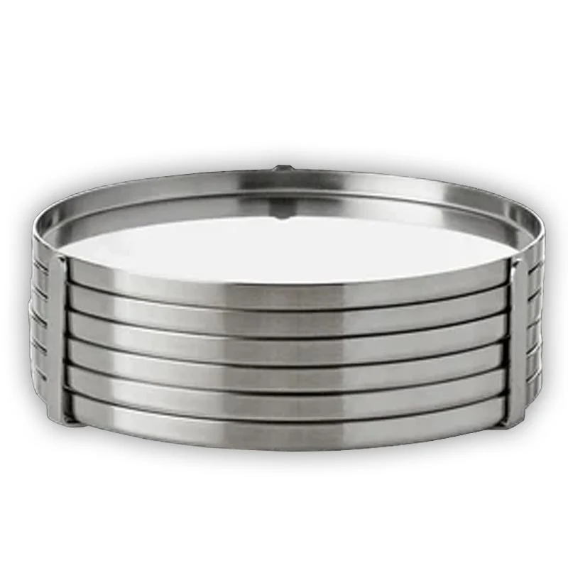 Cylinda-Line Stainless Steel Coasters - set of 6 - des. Arne Jacobsen for Stelton - Image 5