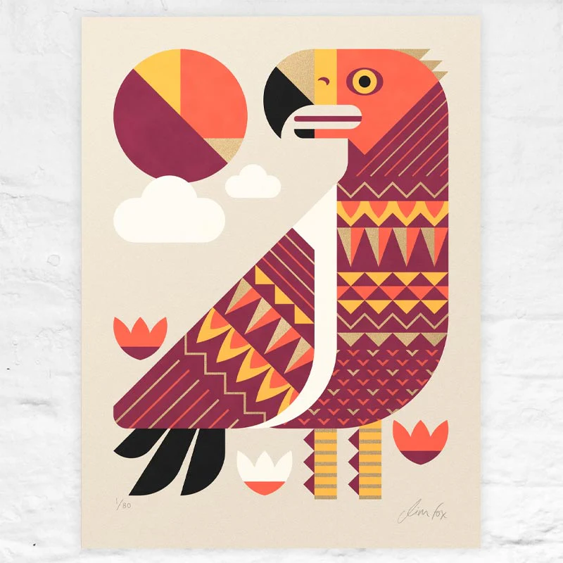 Golden Eagle - signed limited edition silkscreen print by Jim Fox