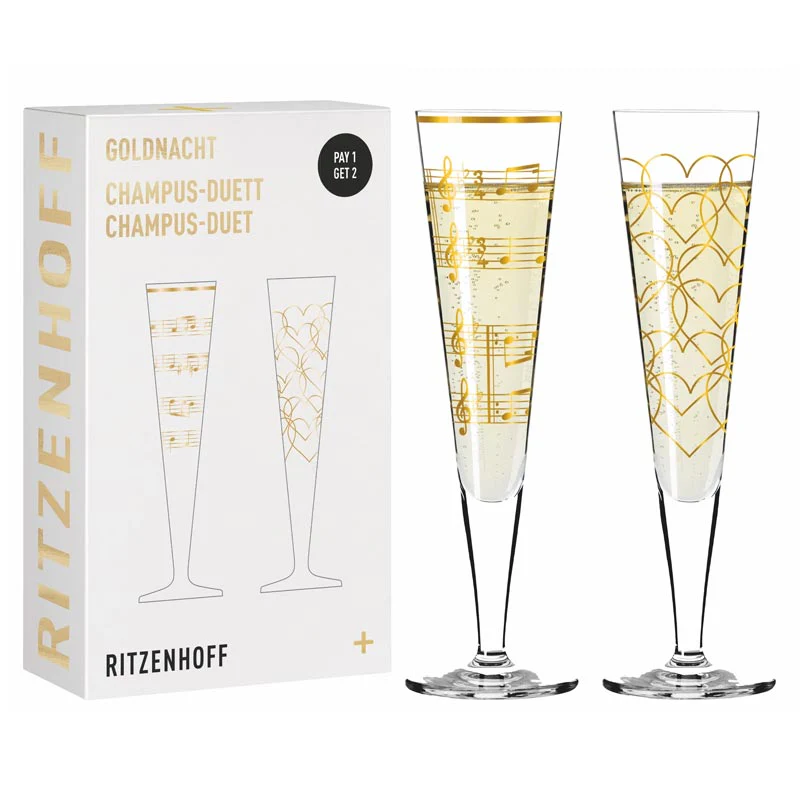 Goldnacht Champagne 'Duett' Glass Set H23 - des. Nathalie Jean and Rurik Mahlberg for Ritzenhoff - Image 5