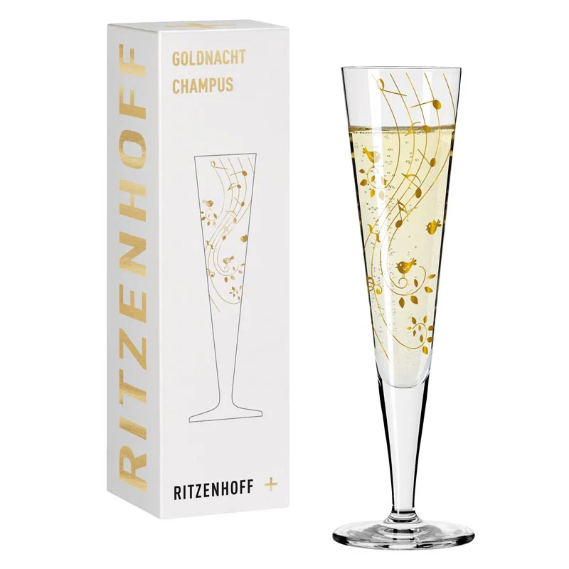 Goldnacht Champagne Glass #2 - des. Sibylle Mayer for Ritzenhoff - Image 6