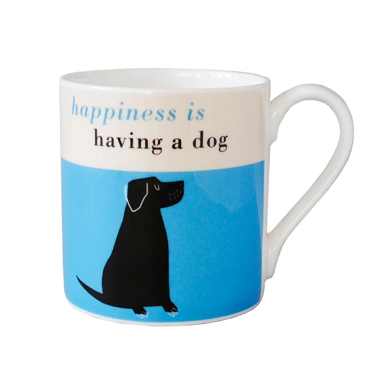 Happiness mug - Black Labrador, turquoise - by Repeat Repeat - Image 3