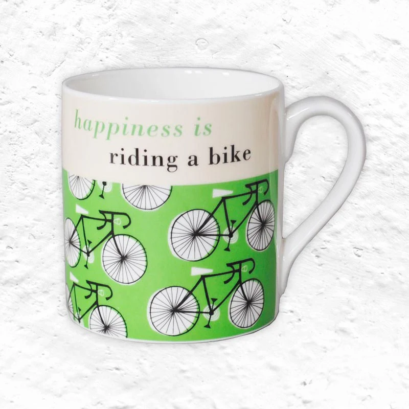 Happiness Cycling Bone China Mug Green - by Repeat Repeat