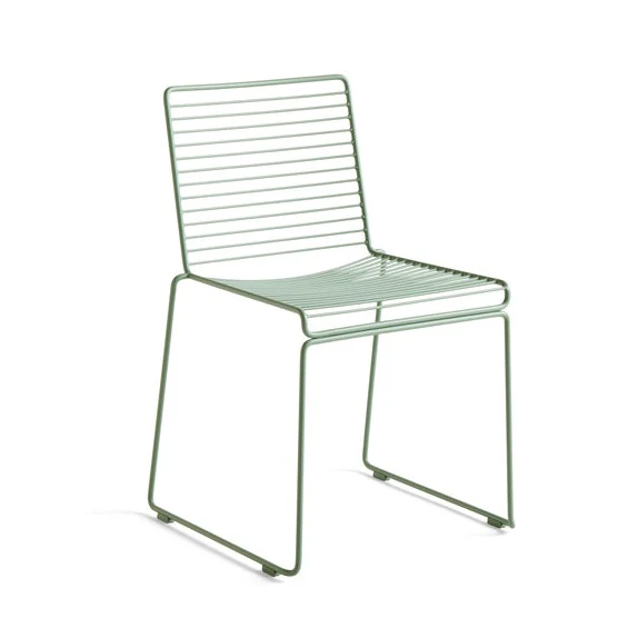 Hee Dining Chair - sled base, standard glider, fall green powder coated steel - des. Hee Welling for HAY