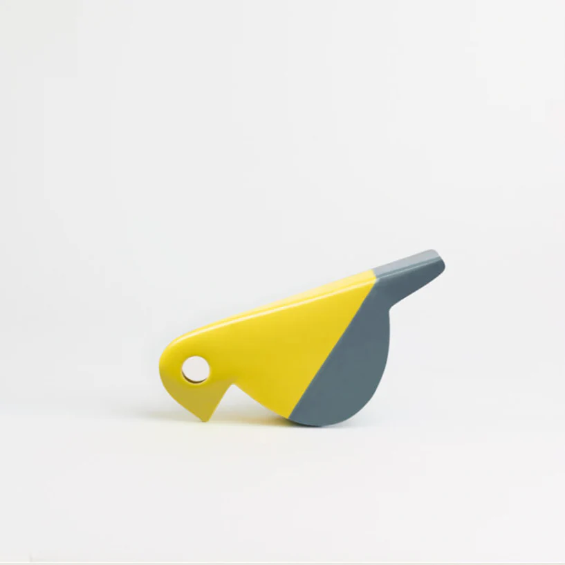 Bird figure - Glossy Yellow / Grey  (IKN 21) des. Aldo Bagni, 1970s, made by Nuove Forme (exclusive) - Image 4