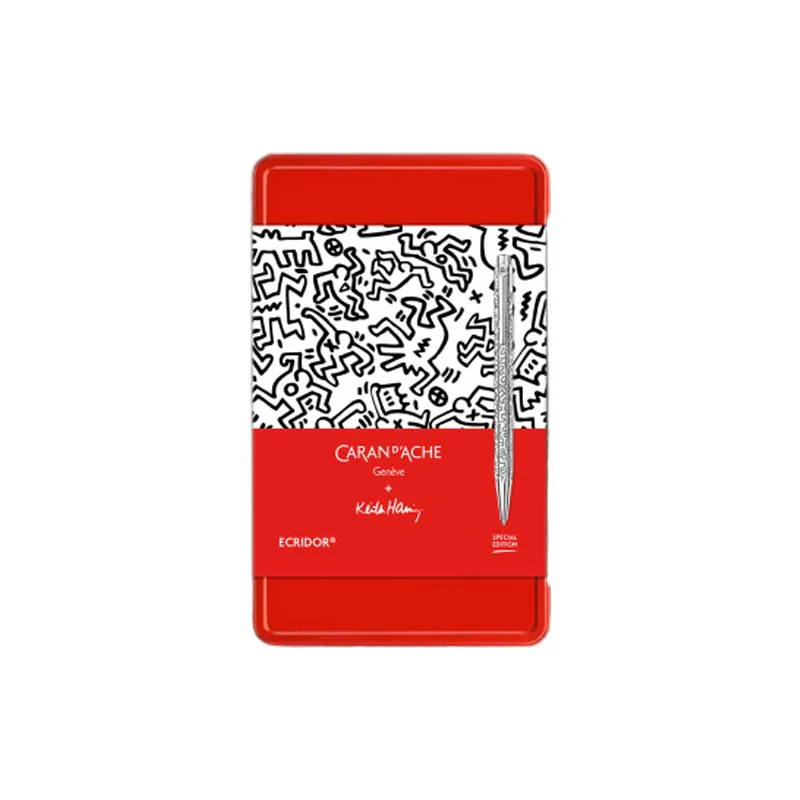 Keith Haring Ecridor Ballpoint Pen by Caran D'Ache with Tin and Leather Case - special edition - Image 2