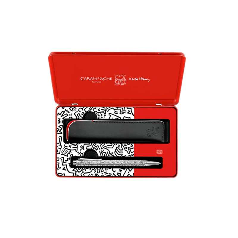 Keith Haring Ecridor Ballpoint Pen by Caran D'Ache with Tin and Leather Case - special edition - Image 3
