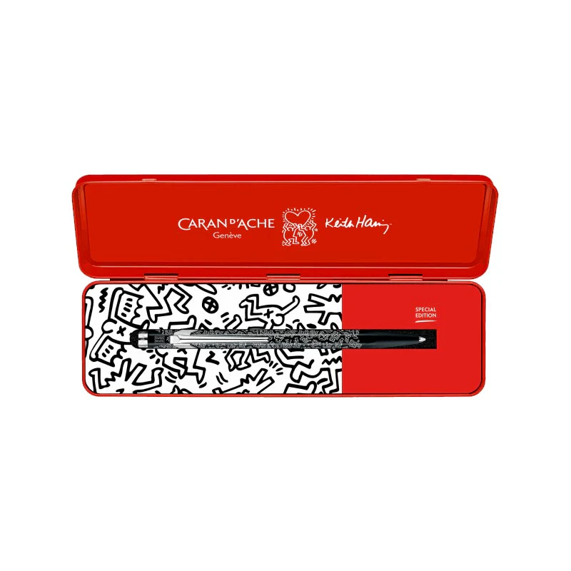 Keith Haring metal ballpoint pen (black) by Caran d’Ache - special edition - Image 2
