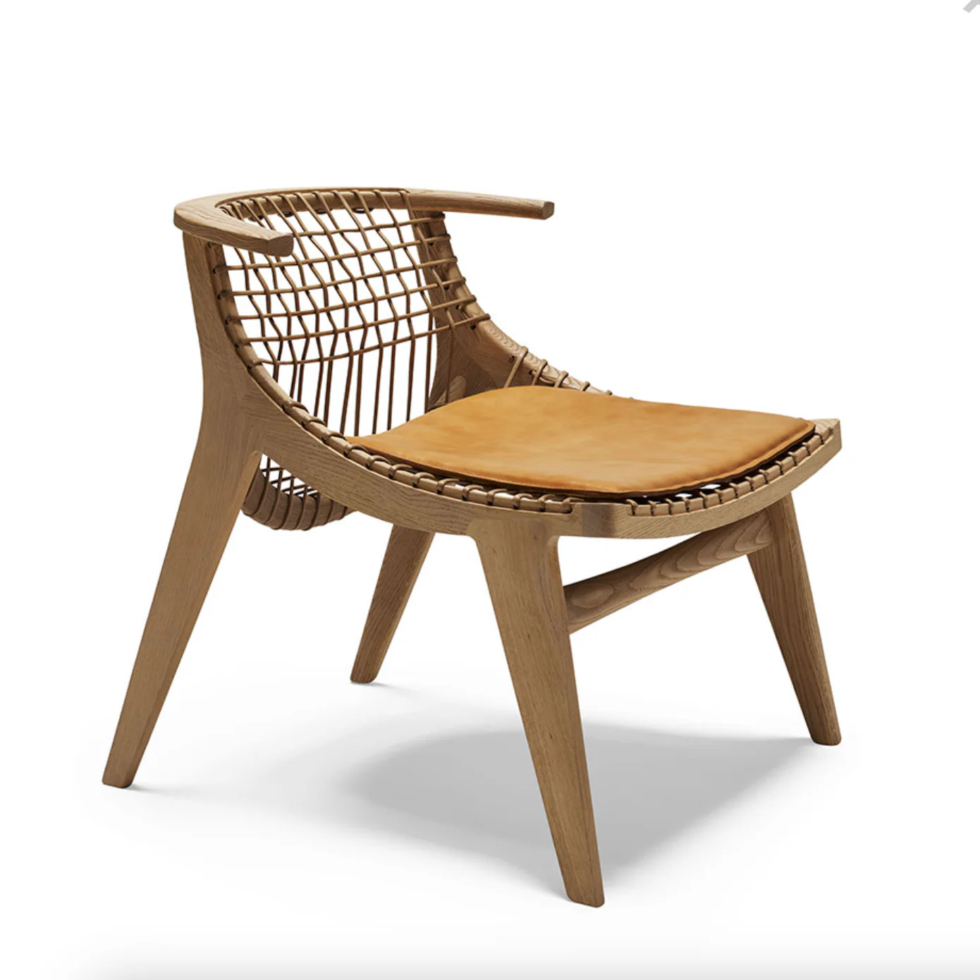 Klismos lounge chair - oak, with leather seat pad - des. Antonio Citterio, 2022 for Knoll - Image 2