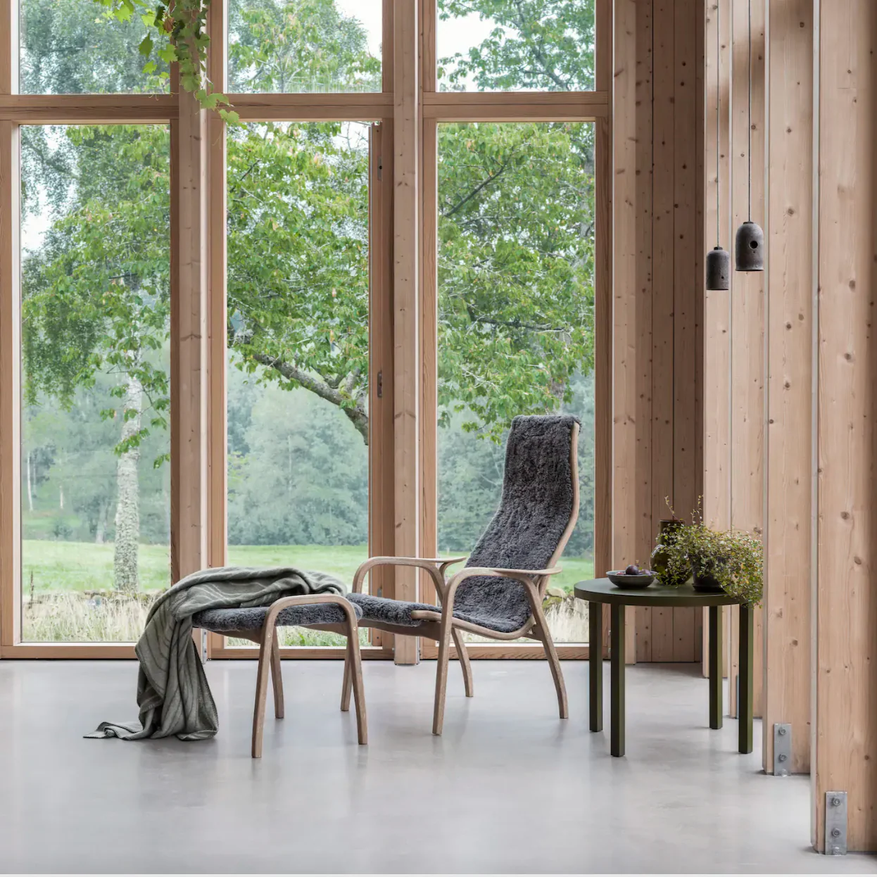 Lamino Chair & Ottoman - Oak / Scandinavian Grey - des. Yngve Ekström (1956), made by Swedese - Image 8