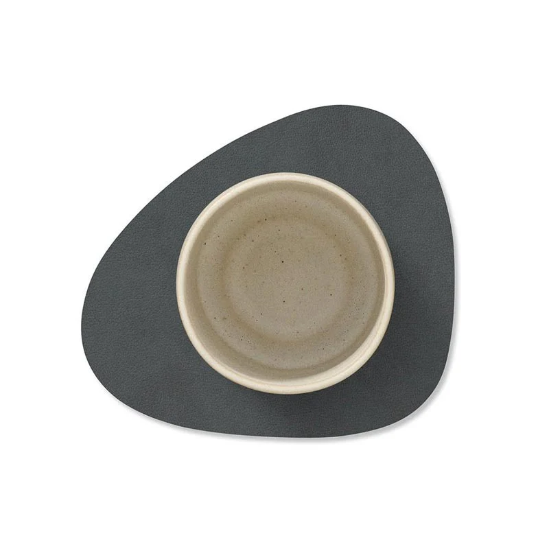 Curve Leather Coaster by LindDNA - anthracite recycled leather - Image 3
