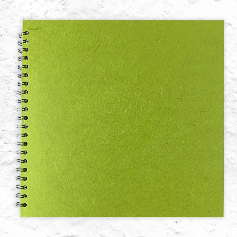 Lime Green Square Notebook by Pink Pig ( 11x11 inches, Thai silk tissue cover)