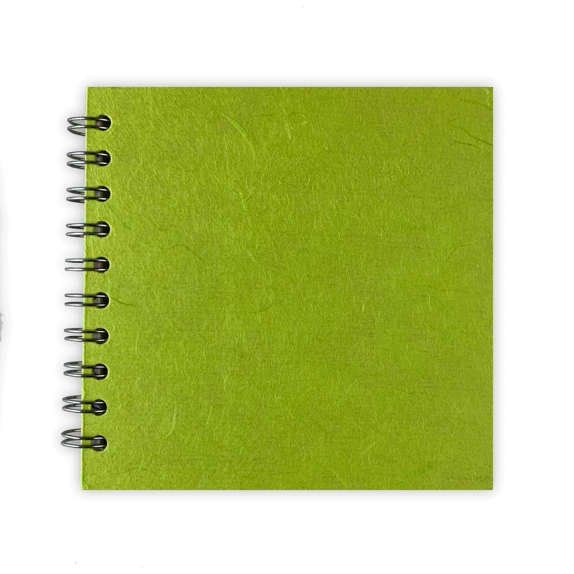 Lime Green Square Notebook by Pink Pig (6x6 inches, Thai silk cover) - Image 2