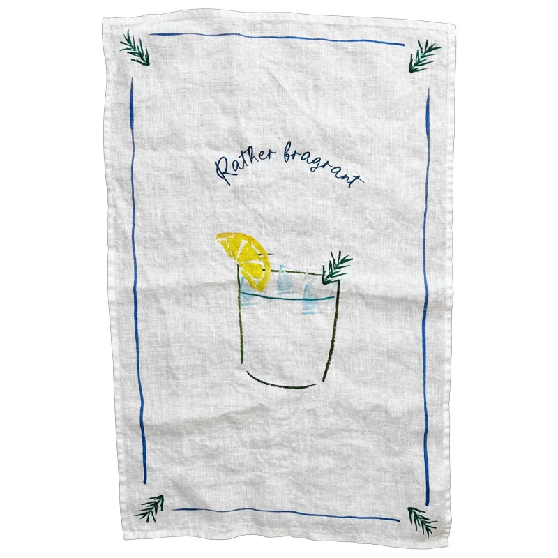 Rather Fragrant Gin & Tonic 100% Linen Tea Towel, by Dinette - Image 3