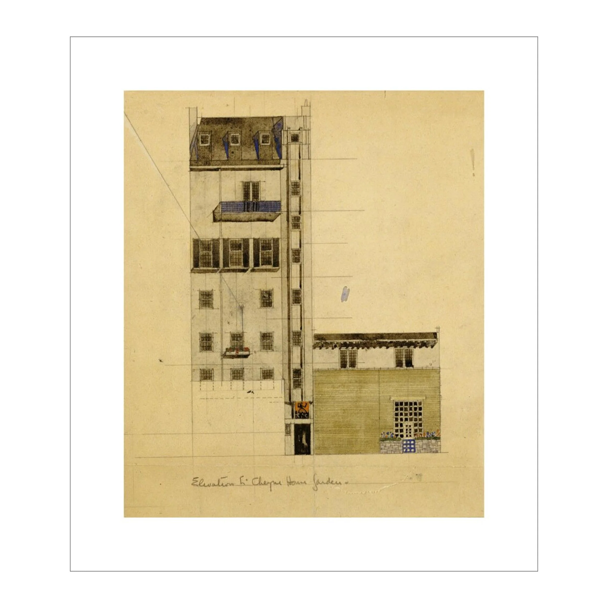 London: Elevation of Proposed Studio in Glebe Place and Upper Cheyne Walk, 1920 poster by Charles Rennie Mackintosh - Image 2