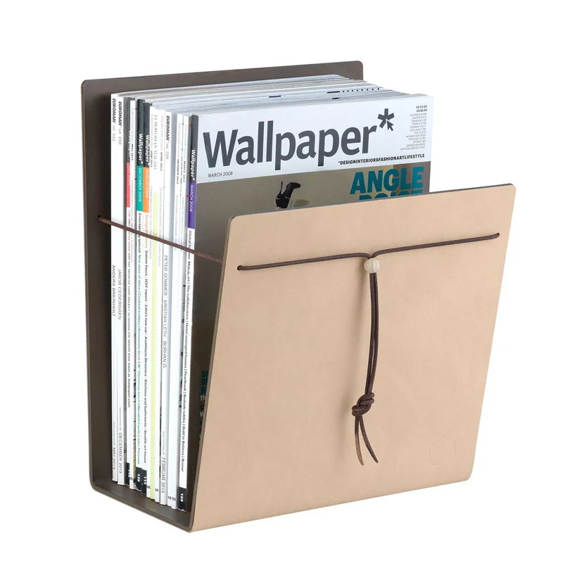 Magazine holder  by LindDNA- Sand / Bronze Recycled Leather - Image 2
