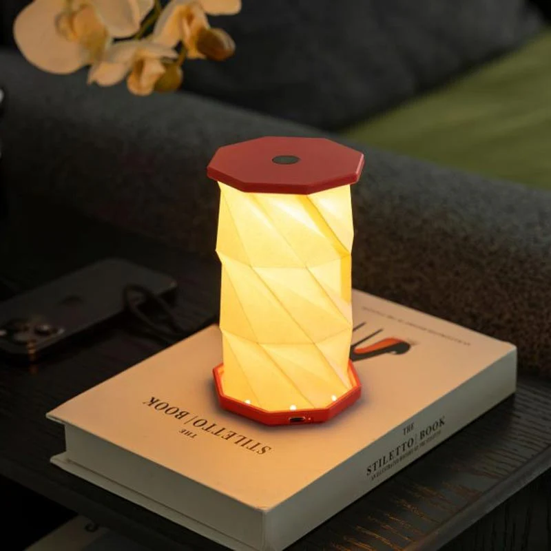 Mini Hexagon Twist Lamp - Coral Red - by Gingko - Image 4