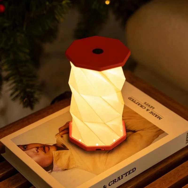 Mini Hexagon Twist Lamp - Coral Red - by Gingko - Image 5