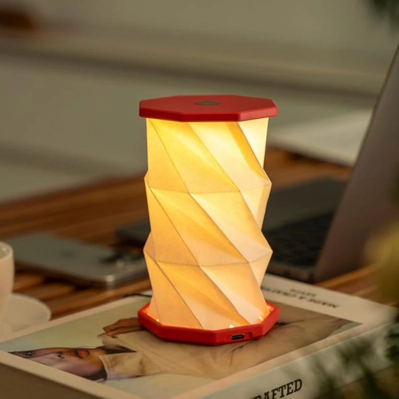Mini Hexagon Twist Lamp - Coral Red - by Gingko - Image 6