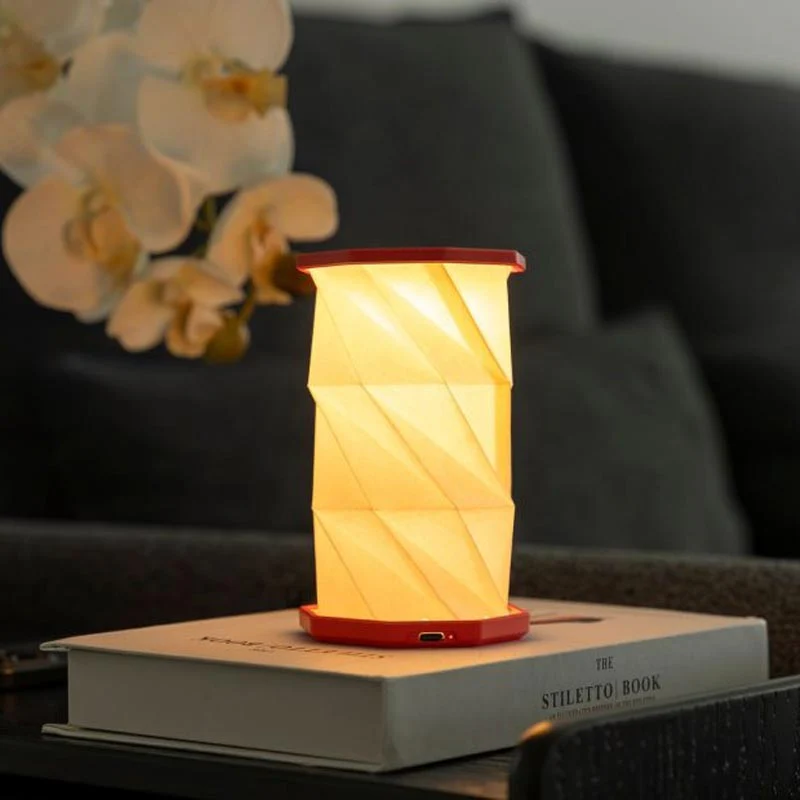Mini Hexagon Twist Lamp - Coral Red - by Gingko - Image 7