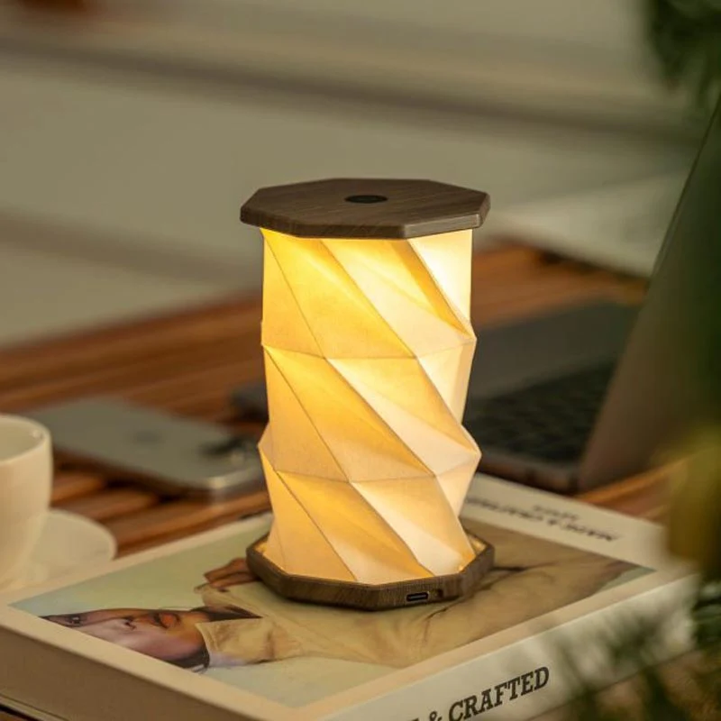 Mini Hexagon Twist Lamp - Walnut Drift - by Gingko - Image 2