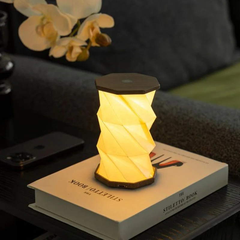 Mini Hexagon Twist Lamp - Walnut Drift - by Gingko - Image 3