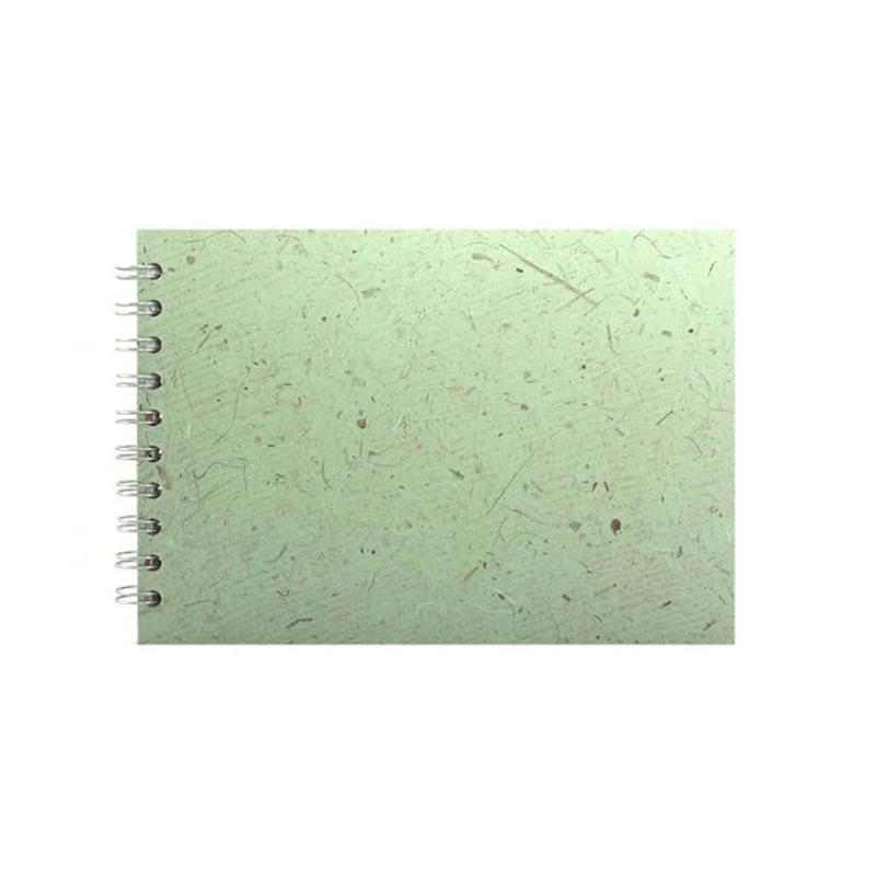 Peppermint A5 Landscape Spiral Bound Posh sketchbook by Pink Pig (silk & banana leaf tissue cover) - Image 2