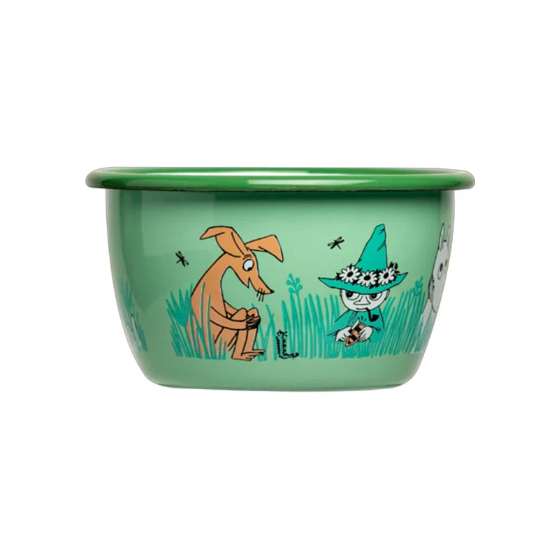 Moomin Enamel Bowl - In the garden, boys - by Muurla - Image 2