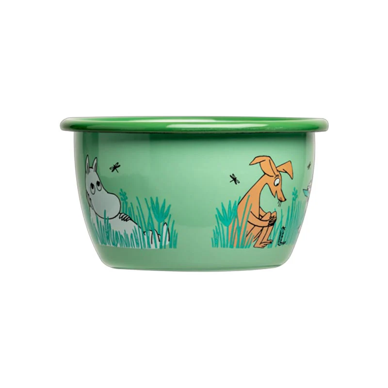 Moomin Enamel Bowl - In the garden, boys - by Muurla - Image 3