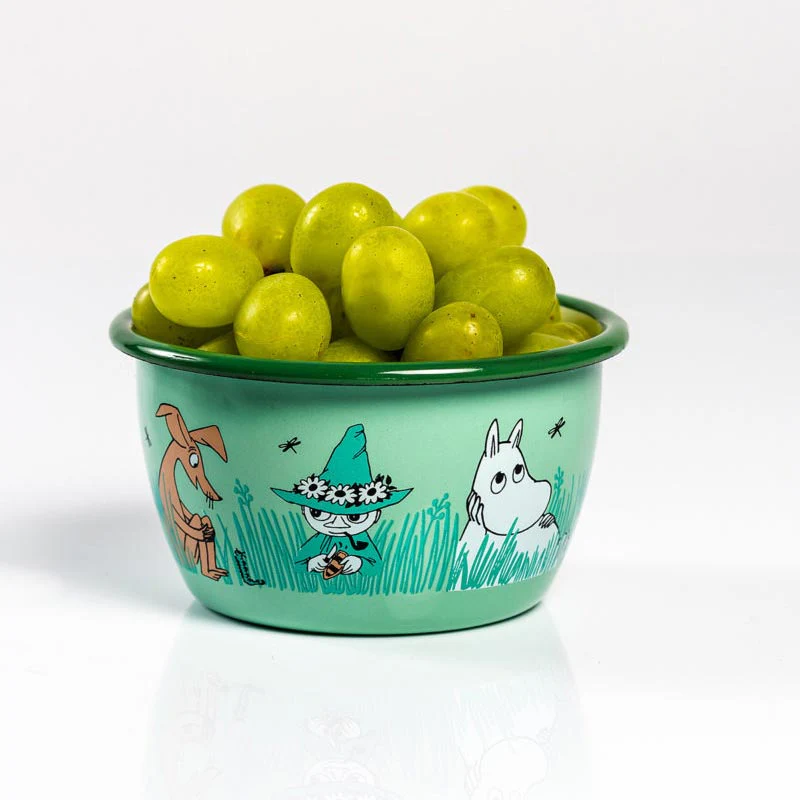 Moomin Enamel Bowl - In the garden, boys - by Muurla - Image 4