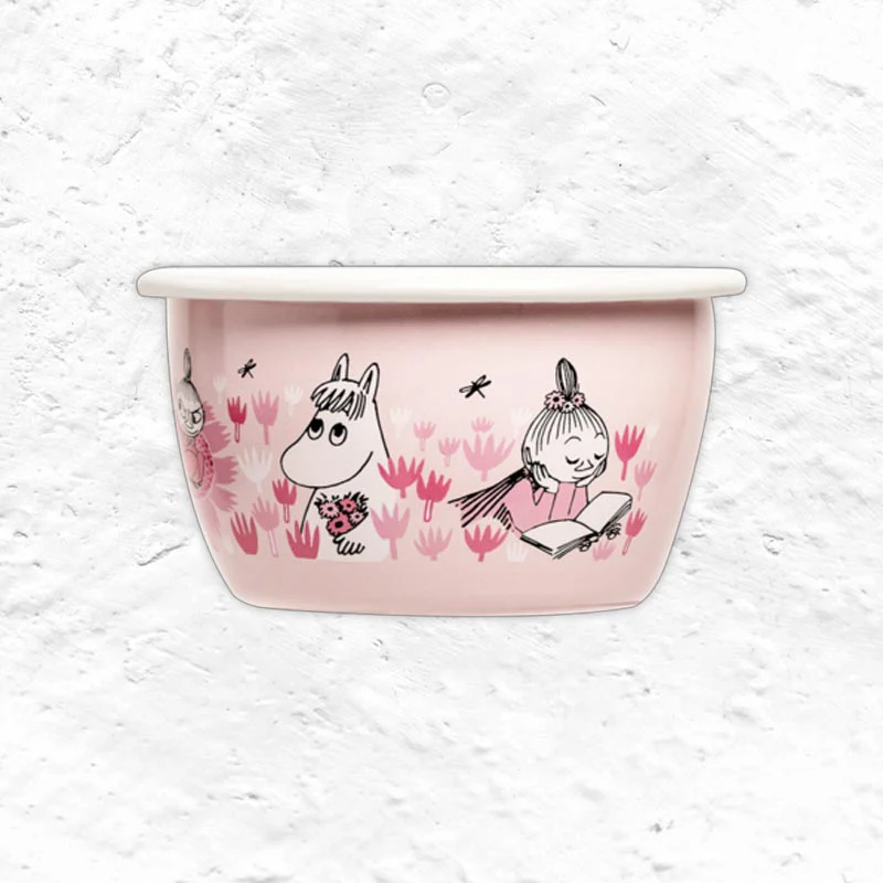 Moomin Enamel Bowl - In the garden, girls - by Muurla