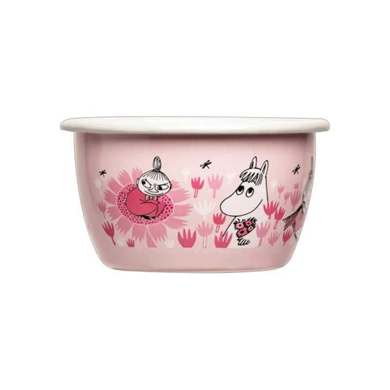 Moomin Enamel Bowl - In the garden, girls - by Muurla - Image 2