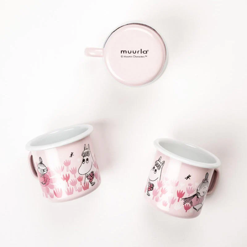 Moomin Enamel Mug - In the garden, girls - by Muurla - Image 4