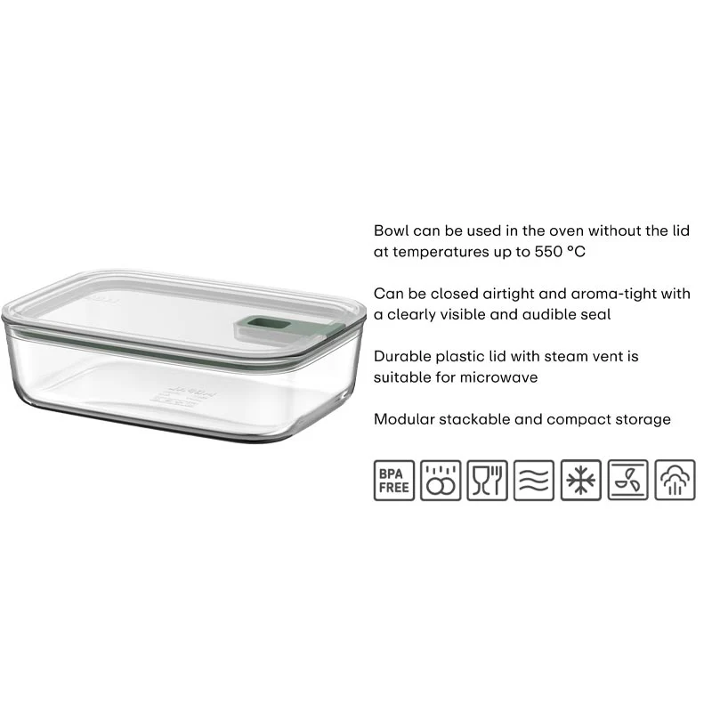 Nordic Sage Easy-clip glass storage box - 1500ml - Image 2