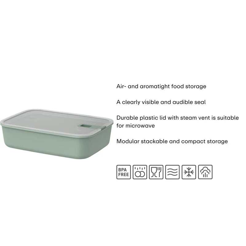 EasyClip Food Storage Box - 2250ml - Nordic Sage - by Mepal - Image 3