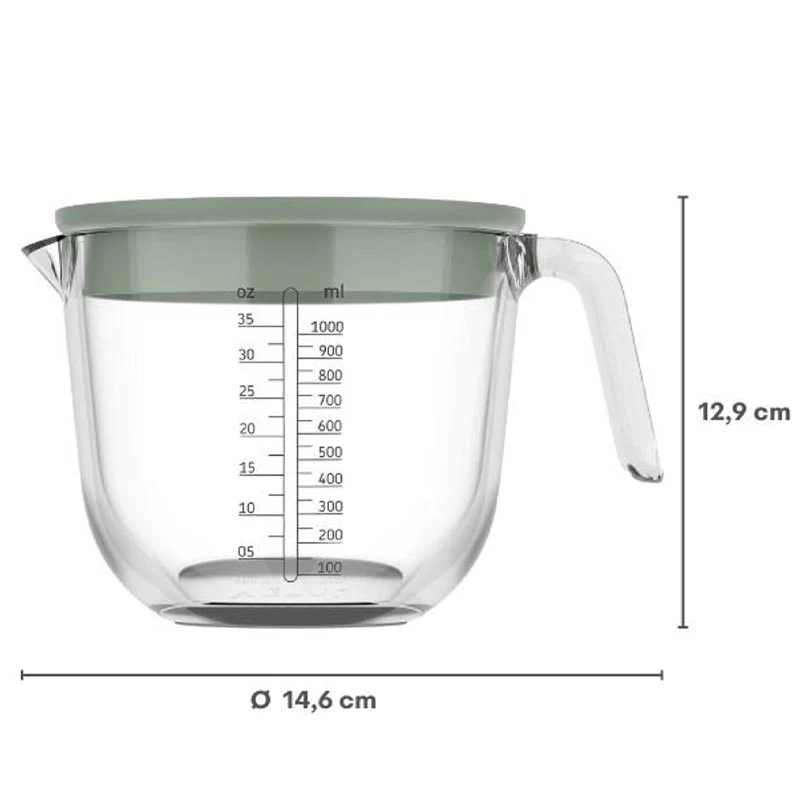 Measuring Jug 'Chef It' - 1000ml Glass with Lid - Nordic Sage - by Mepal - Image 2