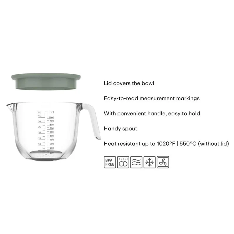 Measuring Jug 'Chef It' - 1000ml Glass with Lid - Nordic Sage - by Mepal - Image 3