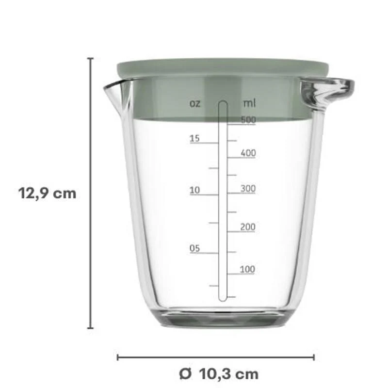 Measuring Jug 'Chef It' - 500ml Glass with Lid - Nordic Sage - by Mepal - Image 2
