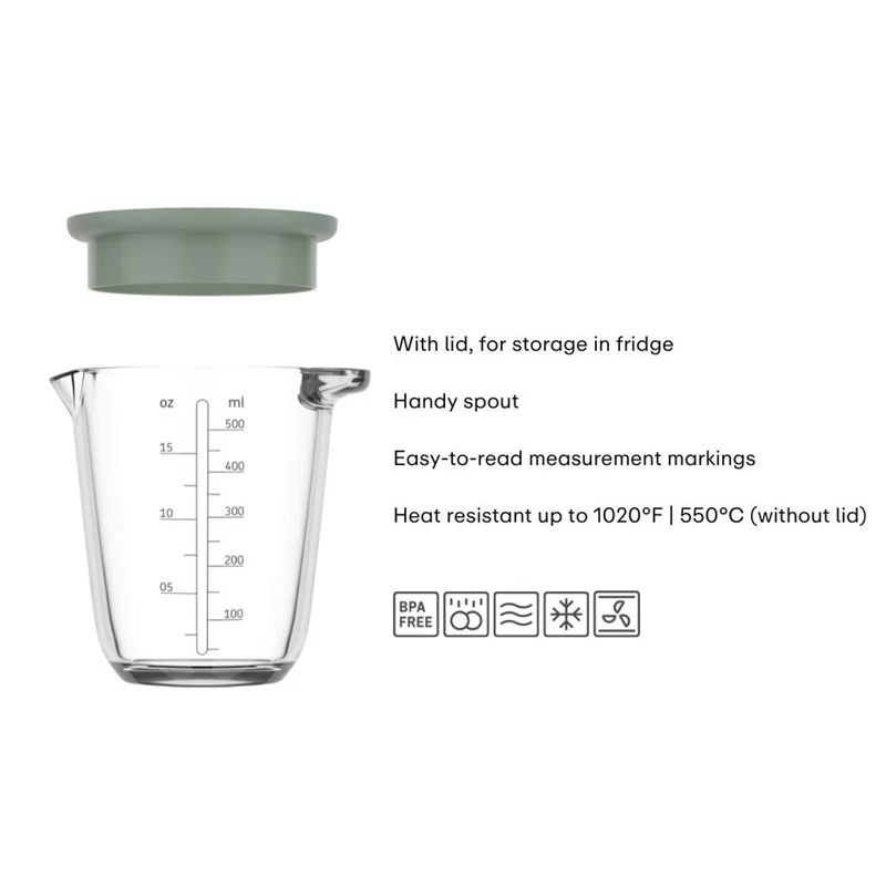 Measuring Jug 'Chef It' - 500ml Glass with Lid - Nordic Sage - by Mepal - Image 3