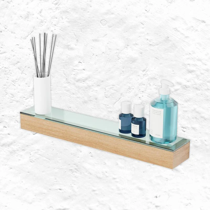 Oak & Glass Shelf des. Lincoln Rivers for Wireworks - Image 5