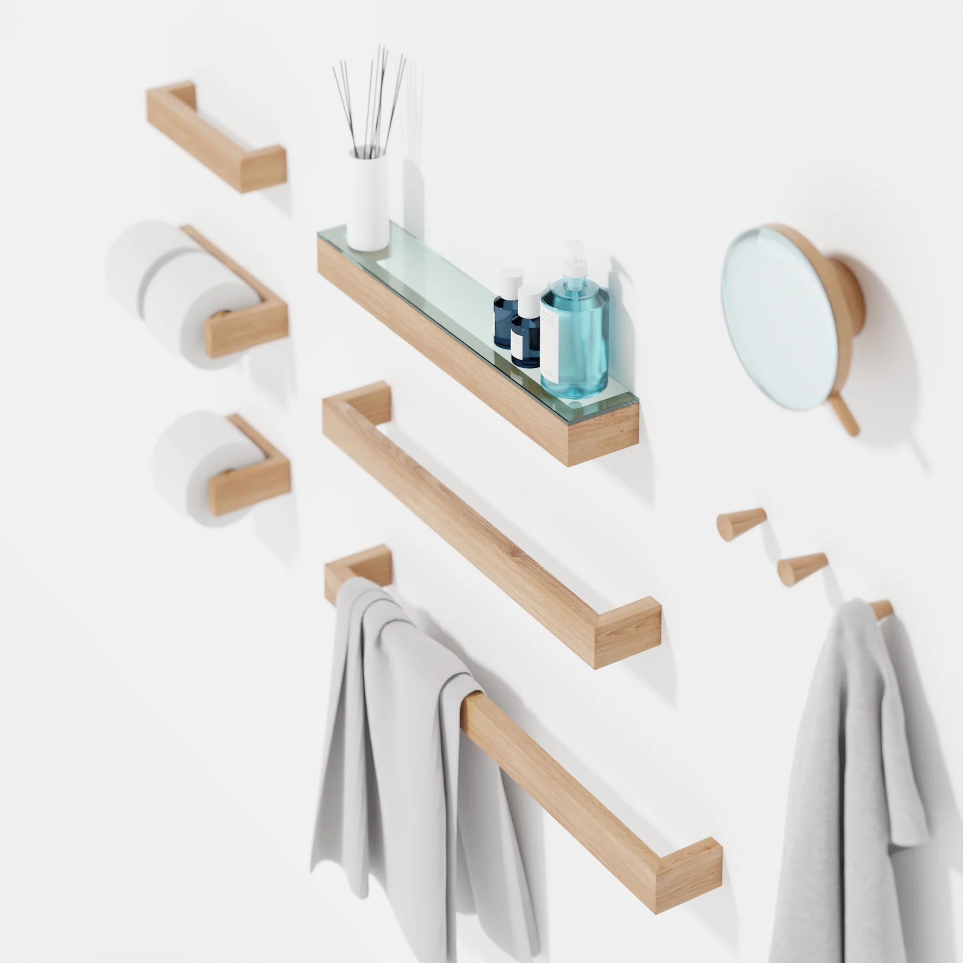 Oak Towel Rail des. Lincoln Rivers for Wireworks - Image 5