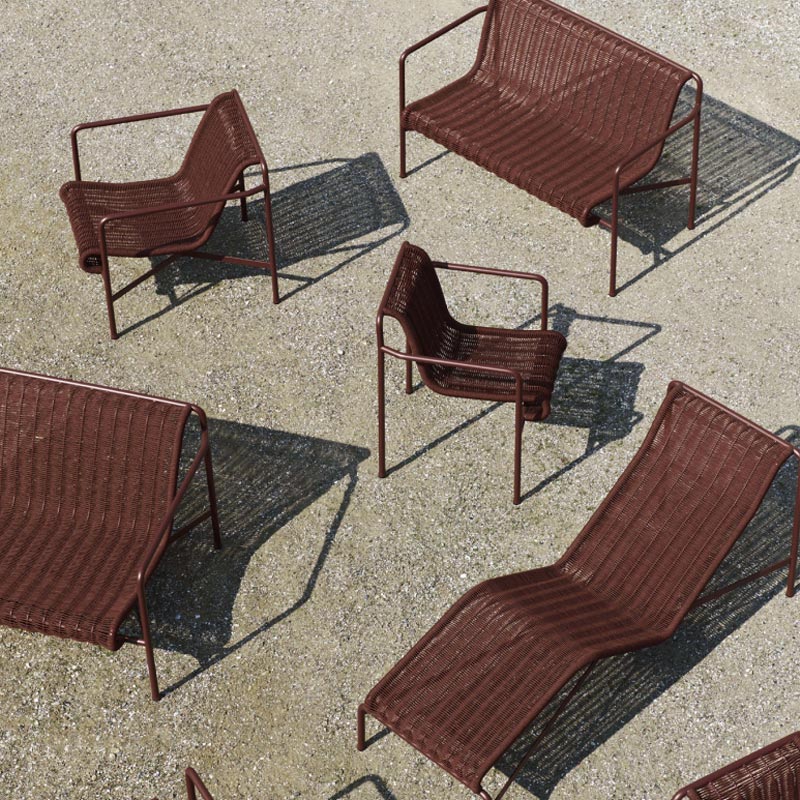 Palissade Cord Dining Bench with Armrest - Iron Red, Suitable for Outdoors - by HAY - Image 6