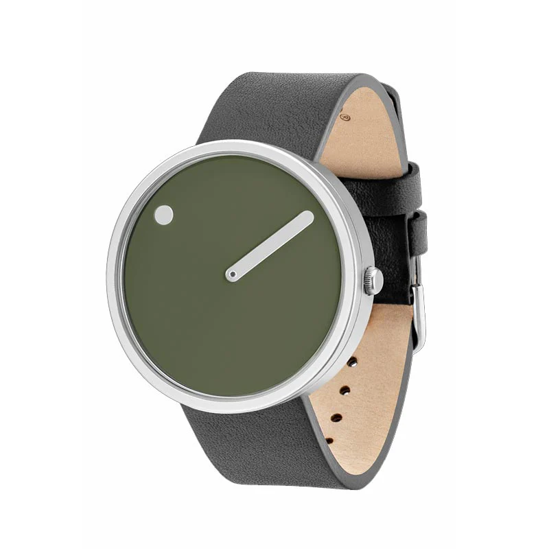 Picto watch - fresh olive dial, thunder grey leather strap - Image 2