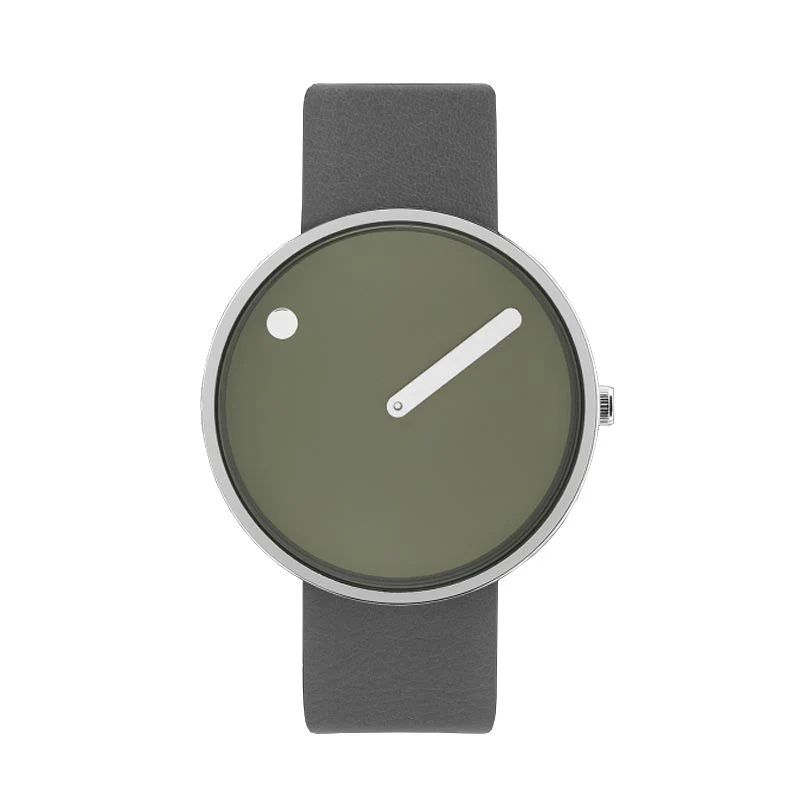 Picto watch - fresh olive dial, thunder grey leather strap - Image 7