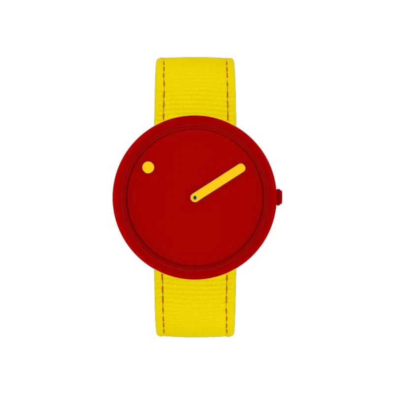 Picto Watch - Sunny Red Dial / Electric Yellow Recycled Strap - Image 2