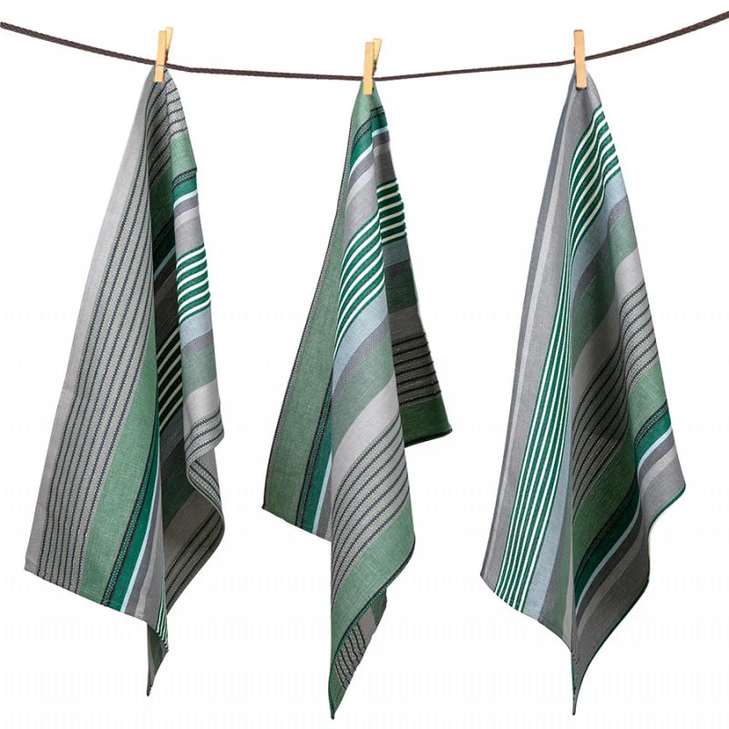 Pierre Vert Cotton and Linen Tea Towel by Tissage de Luz - Image 2