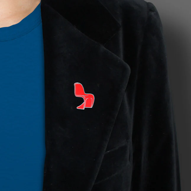 Red Panton Chair Cloisonné Enamel Pin Badge - Image 4