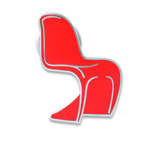 Red Panton Chair Cloisonné Enamel Pin Badge - Image 5