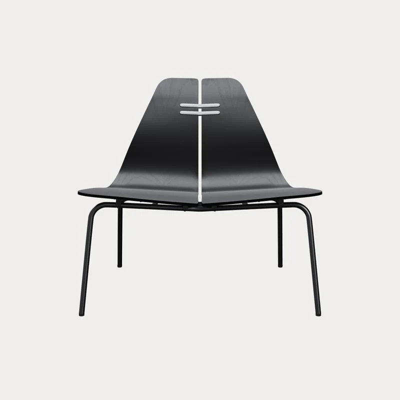 PK23 Lounge Chair - Black coloured veneer, black powder coated steel base - des. Poul Kjærholm, 1954 - Image 2