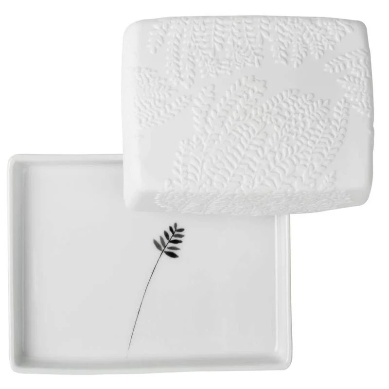 Porcelain 'Fern Leaf' Butter Dish by Räder - Image 4